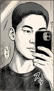 Uijong, manga-style self-portrait